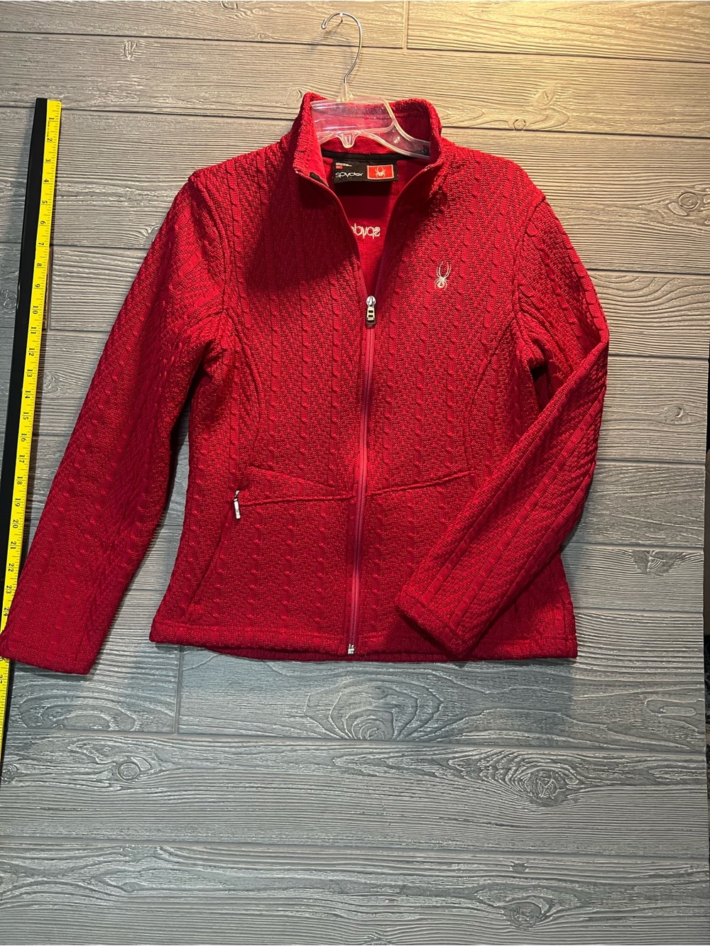 Spyder Women's Red Cable Knit Full-Zip Jacket